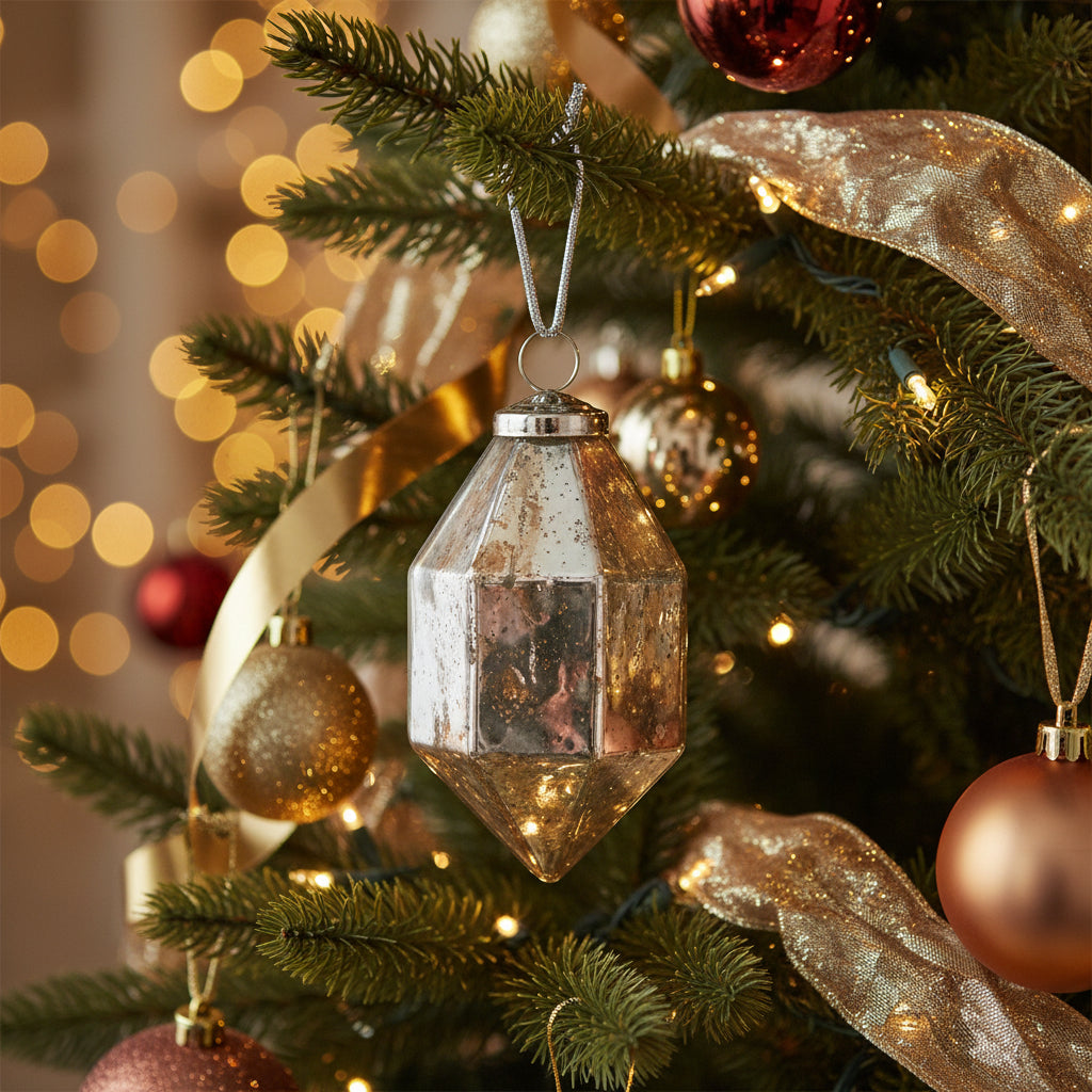 Lustrous Faceted Ornament, Gold, 4 in.