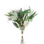 Seeded Willow Leaf Spray Bundle, Grey Green, 17 in. featuring realistic green and grey leaves on slender stems, perfect for adding natural decor accents to any room from Knotty and Board. 1