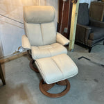 Recliner / Ottoman - Grace Fog/Walnut Base 2