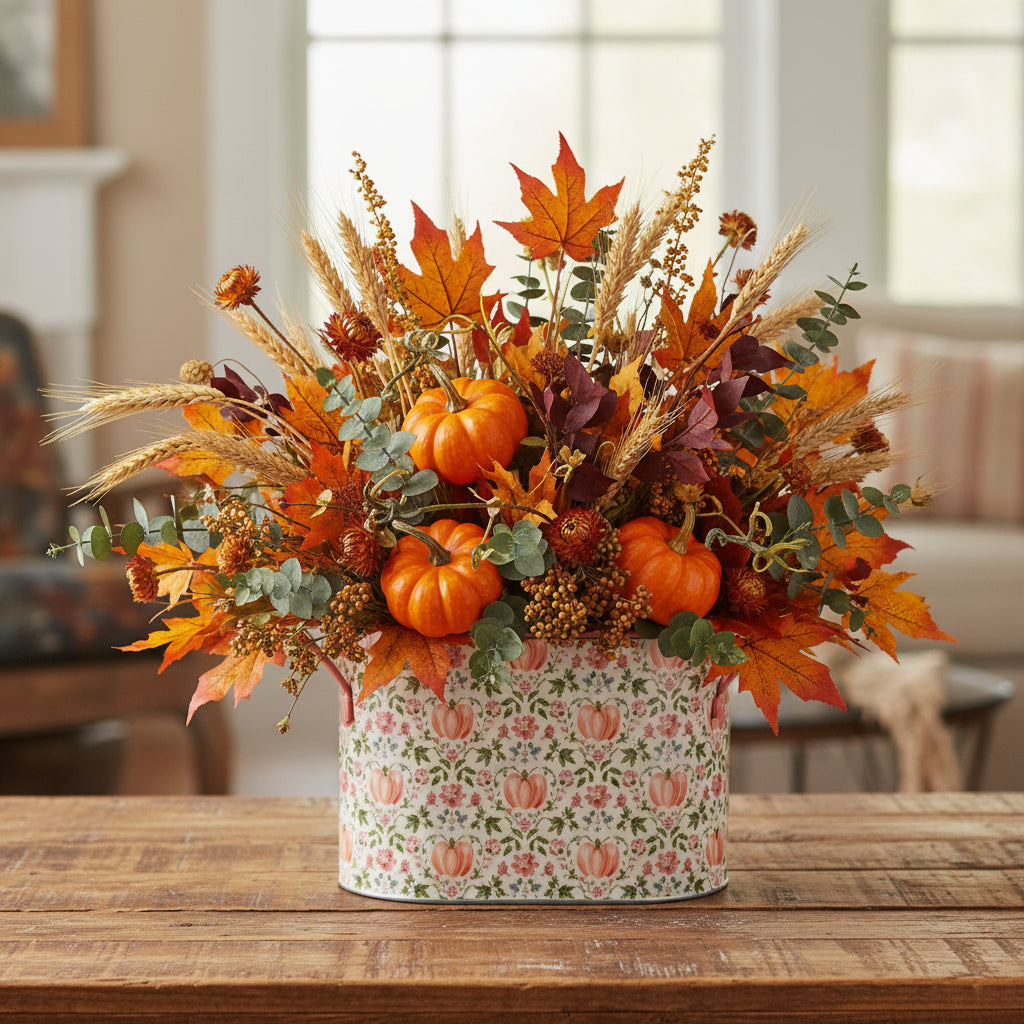 Pumpkin Vine Decor Bucket, Large, 14.5 in.