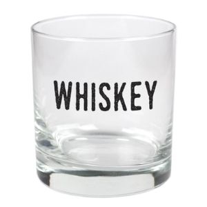 Clear Whiskey Stylized Rocks Glass, 11 oz. featuring bold black 