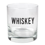 Clear Whiskey Stylized Rocks Glass, 11 oz. featuring bold black 