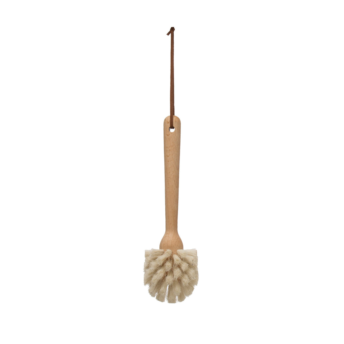 Beech Wood Dish Brush w/ Leather Strap, 10