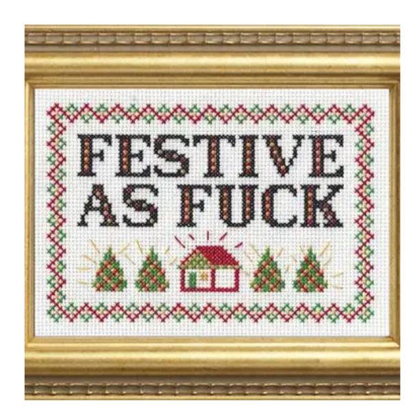 Deluxe Cross Stitch Kit, Festive As F*Ck