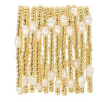 Pearl and Bead Stretch Bracelet, 4mm, Gold, Priced individually featuring elegant gold beads and white pearls, perfect jewelry gift from Knotty and Board for stylish decor. 1