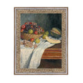 Still Life with Honeydew Framed Antique Art, 8 X 10 in. featuring a classic still life painting of assorted fruits including honeydew melon, apples, and grapes on a draped table, perfect decor for kitchen or dining spaces.