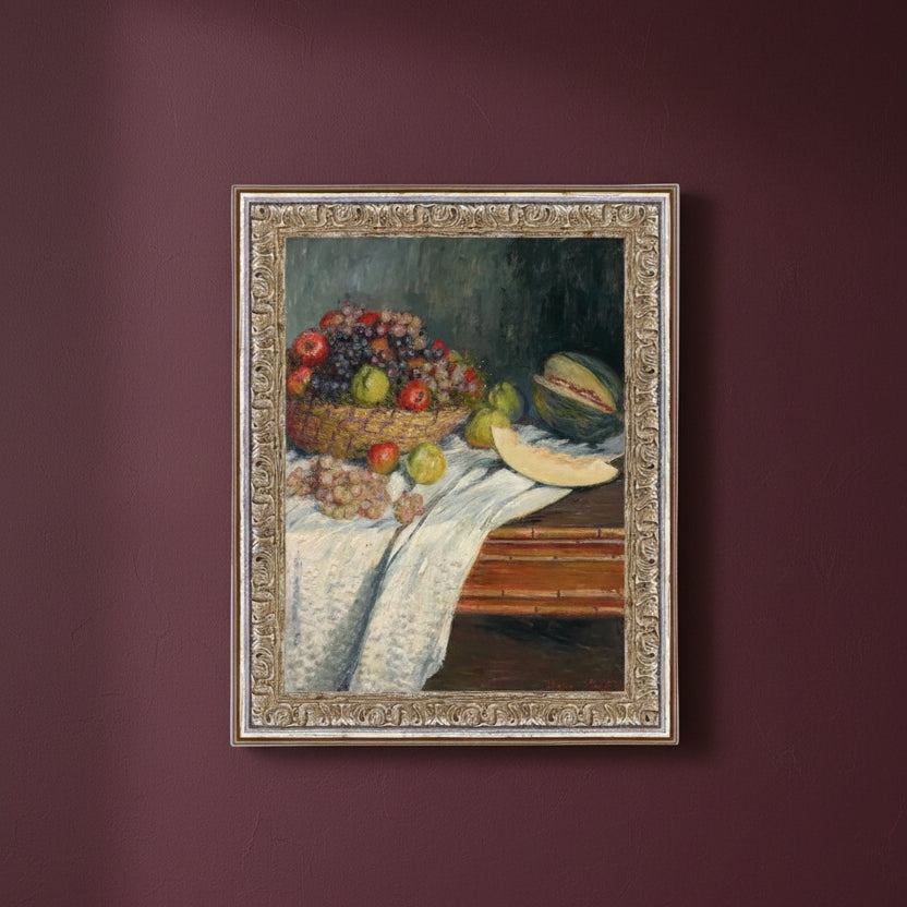 Still Life with Honeydew Framed Antique Art, 8 X 10 in.