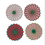 Glass Beaded Flower Shaped Coasters, Set of 4, 4