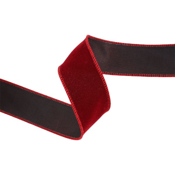 Wired 1.5 in. Double Sided Velvet Ribbon, Bordeaux, 10 yd.