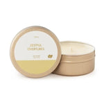 Yuzu Tin Candle, Zestful Overtures, Yellow in a gold tin with a clean, minimalist label, ideal for decor, gifts, and creating a cozy atmosphere in kitchen or dining spaces, available from Knotty and Board—Every Room Needs A Little Knotty and Board. 1